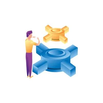 Businessman worker with data center platform Stock Illustration