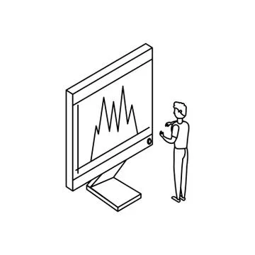 Businessman worker with display computer Stock Illustration