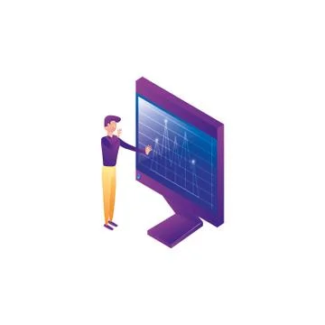 Businessman worker with display computer Stock Illustration