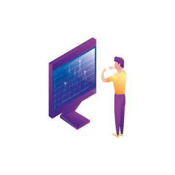 Businessman worker with display computer Stock Illustration