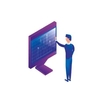 Businessman worker with display computer Stock Illustration