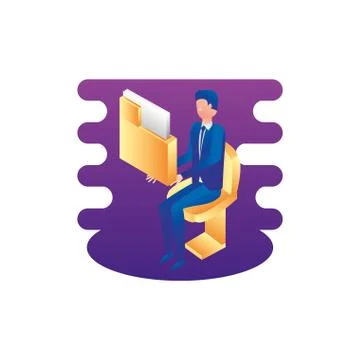 Businessman worker with folder documents Stock Illustration
