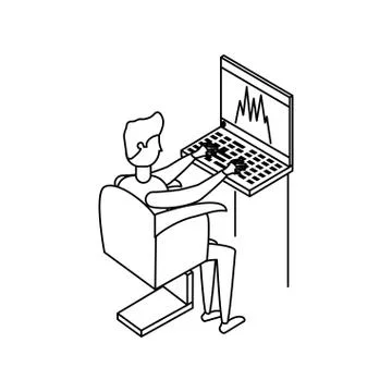 Businessman worker with laptop computer Stock Illustration