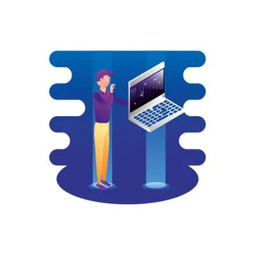 Businessman worker with laptop computer 스톡 일러스트