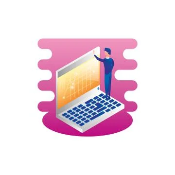 Businessman worker with laptop computer 스톡 일러스트