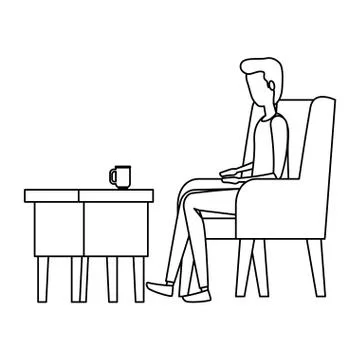 Businessman worker in the sofa using laptop 스톡 일러스트