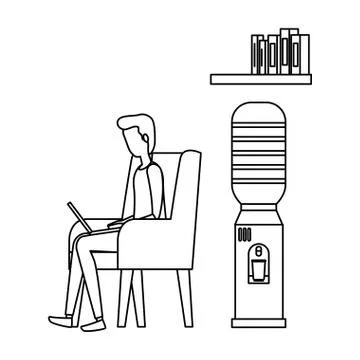 Businessman worker in the sofa using laptop 스톡 일러스트