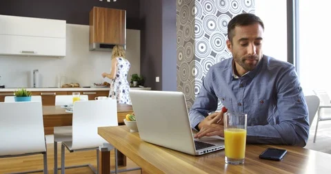 Businessman Working And Having Snack Stock Footage 124047643