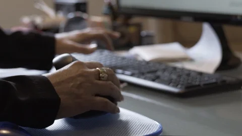 Businessman working and typing on computer. executive ceo at work Stock Footage 99971837