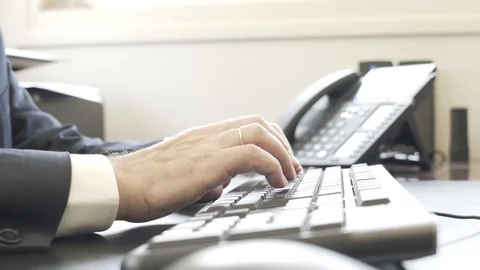 Businessman working and typing on computer. executive ceo at work Stock Footage 99972052