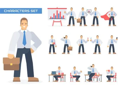 Businessman working character Stock Illustration
