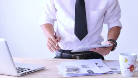 Businessman working checking email Stock Footage 83199285