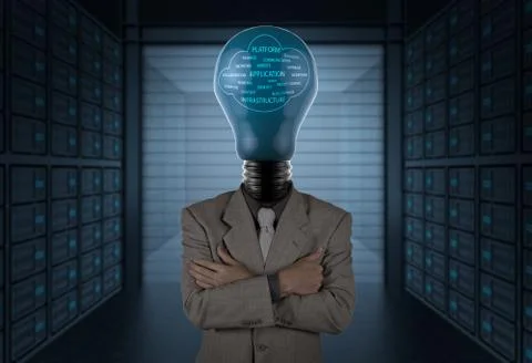 Businessman working with a cloud computing diagram on the new computer interf イラスト素材