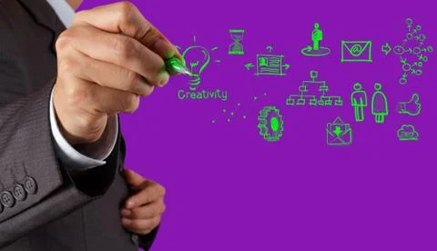 Businessman working with a cloud computing diagram on the new computer interf 스톡 일러스트