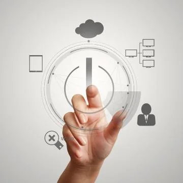 Businessman working with a cloud computing diagram on the new computer interf イラスト素材