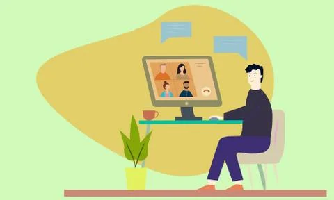 Businessman working on compute Illustrazione stock