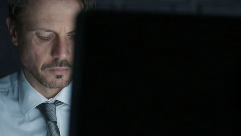 Businessman working with a computer and having neck pain Stock Footage 89201961