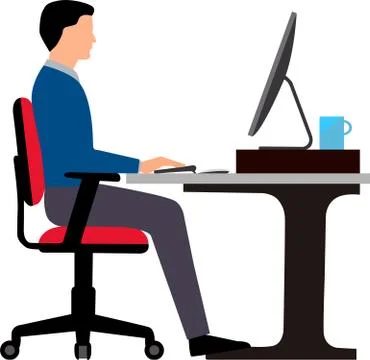 Businessman working on computer at home vector. Stock Illustration