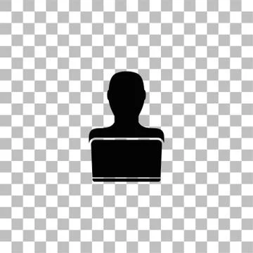 Businessman Working on Computer icon flat Illustrazione stock