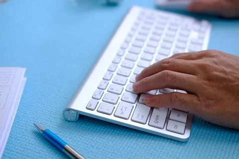 Businessman working on computer with idea innovation and inspiration concept Stock Photos