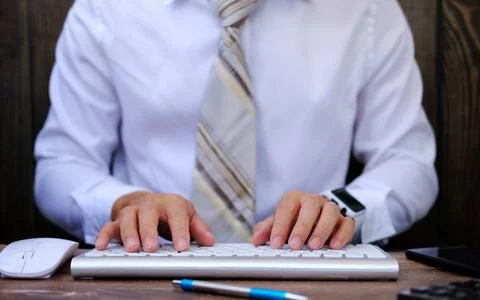Businessman working on computer with idea innovation and inspiration concep.. Stock Photos