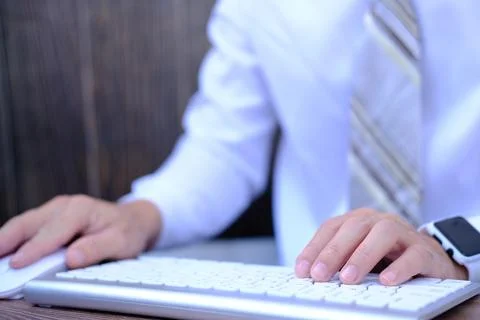 Businessman working on computer with idea innovation and inspiration concep.. Stock Photos