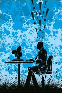 Businessman working on computer Stock Illustration