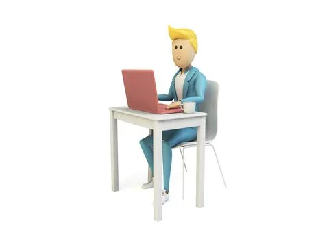 Businessman working with computer Stock Illustration