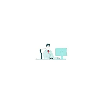 Businessman working on a computer Stock Illustration