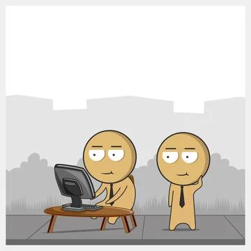 Businessman working on a computer Illustrazione stock