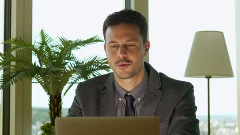 Businessman Working on Computer in Office Stock-Footage 87712260