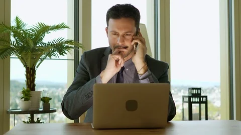 Businessman Working on Computer in Office Stock-Footage 87713046