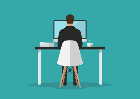Businessman working on computer in office Stock Illustration