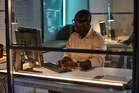Businessman working on computer in office Foto stock