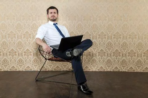 Businessman working with computer Foto stock