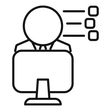 Businessman working on computer receiving big data information Stock Illustration