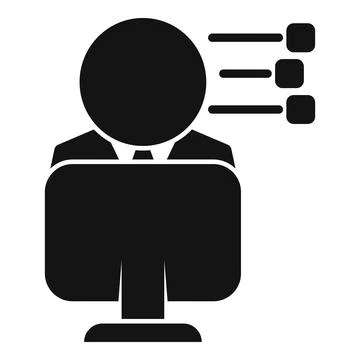 Businessman working on computer receiving information icon Stock Illustration