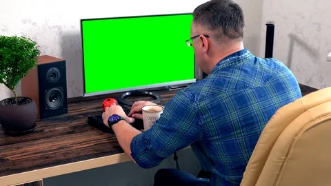 Businessman working at a computer typing data Stock-Footage 109179235