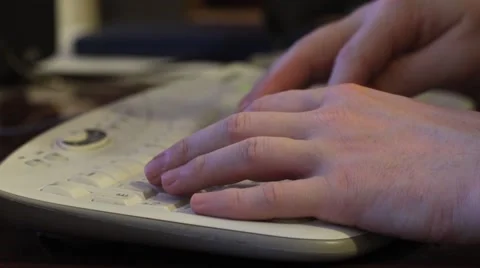 Businessman working computer typing message Stockbeeldmateriaal 59098652