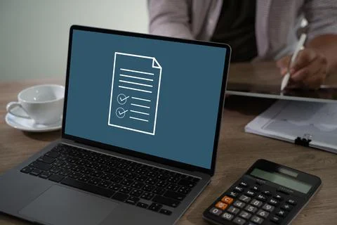 Businessman working with data and graphs in spreadsheet documents for onlin.. Stock Photos