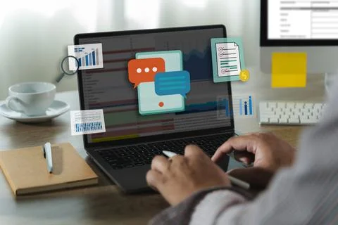 Businessman working with data and graphs in spreadsheet documents for onlin.. Stock Photos