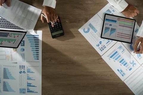 Businessman working data document graph chart report chart suitable for fin.. Stock Photos