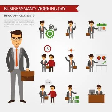 Businessman working day infographic elements イラスト素材