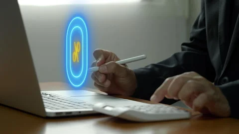 Businessman working on desk office with using a laptop Stock Footage 267496755