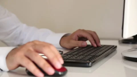 Businessman Working on Desktop Computer in Office Stock Footage 346180749