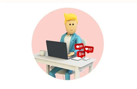 Businessman working with devices Stock Illustration