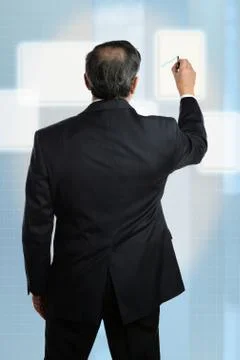 Businessman Working on Digital Screen Stock Photos