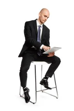 Businessman Working on the Digital Tablet Stock Photos