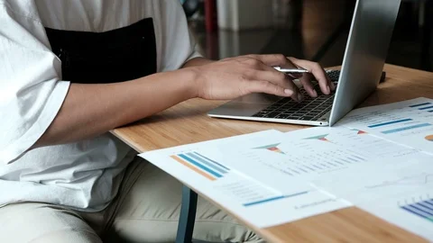 Businessman working with document. student studying learning lesson online. Stock Footage 117416828