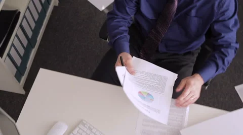 Businessman Working with the Documents and Crumpling Paper Stock Footage 49072438